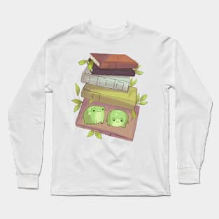 Books and frogs illustration Long Sleeve T-Shirt